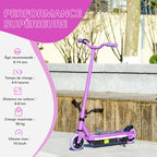 Trottinette électrique pour enfants 6-14 ans, vitesse maximale 10 km/h, lumières LED colorées, frein électrique, violet-5