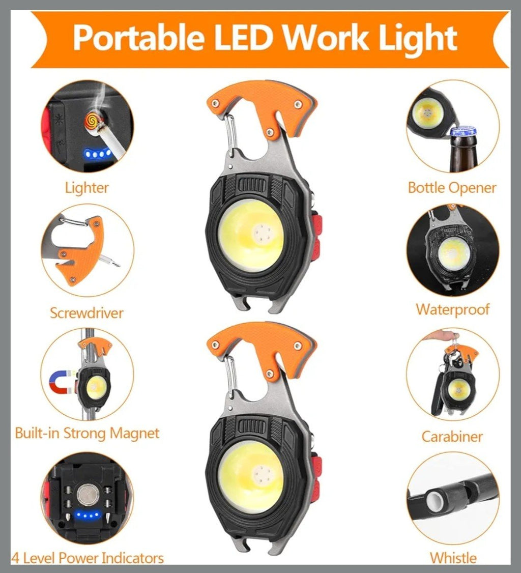 Mini Herramienta Multifunción con LED COB, Silbato de Emergencia y Corta Cinturones