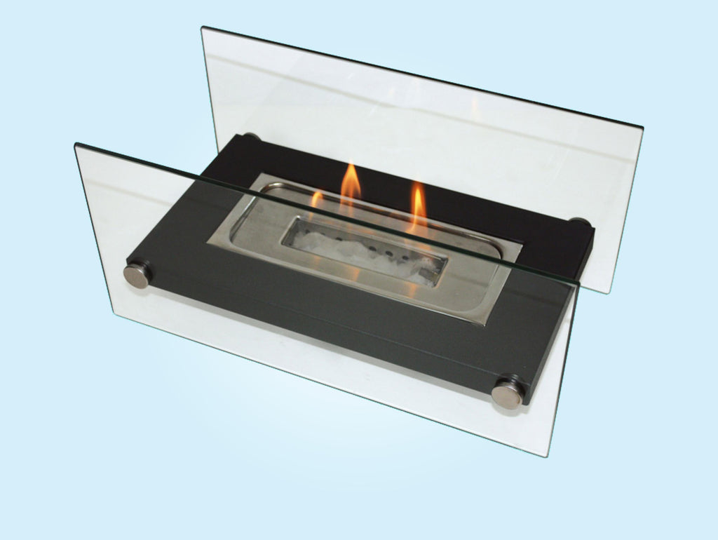 Chimenea de etanol de sobremesa de 1000W en metal y cristal templado