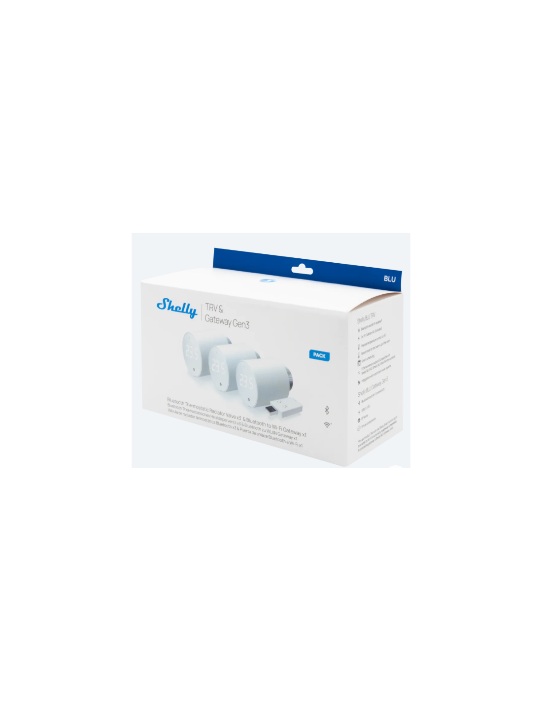Shelly BLU TRV – Pack 3 Cabezales Termostáticos Inteligentes