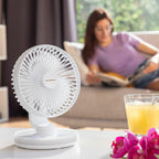 Ventilador de Escritorio Recargable con Luz LED – Silencioso, Portátil y Oscilante