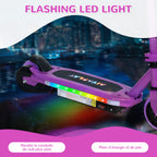 Trottinette électrique pour enfants 6-14 ans, vitesse maximale 10 km/h, lumières LED colorées, frein électrique, violet-3